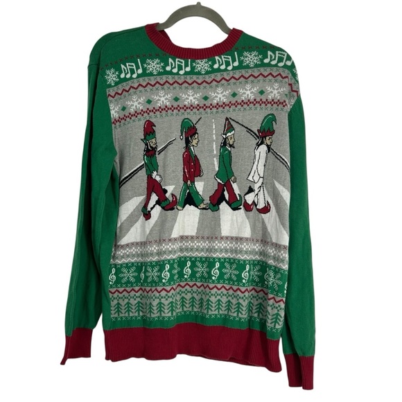 ABBEY ROAD UGLY CHRISTMAS SWEATER UNISEX LARGE BEATLES HOLIDAY FUN - Picture 1 of 9